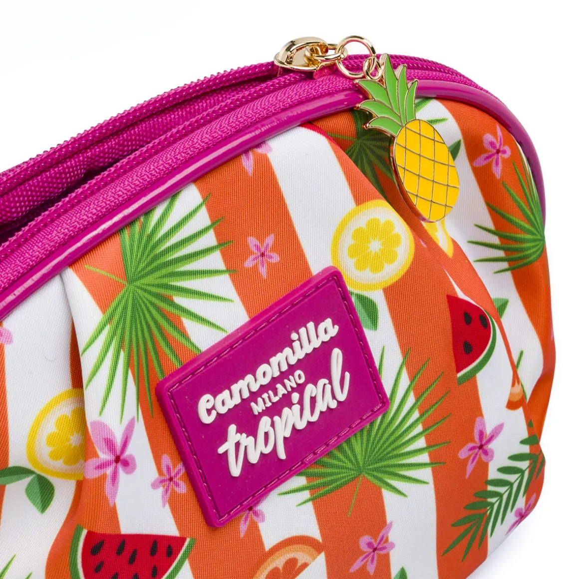 Beauty Case Camomilla Milano Donna Fantasia Fucsia e Arancione