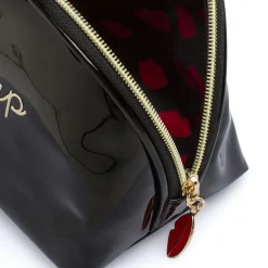 Beauty case da Donna nero lucido con ricamo Make up Camomilla