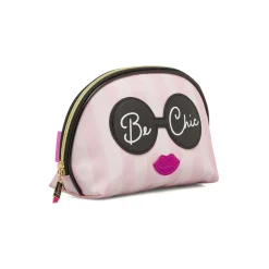 Beauty case da Donna Rosa a righe con grafica Be Chic charm Camomilla
