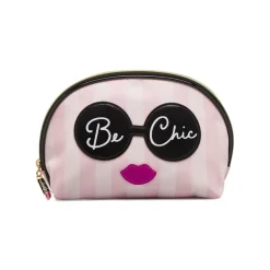 Beauty case da Donna Rosa a righe con grafica Be Chic charm Camomilla