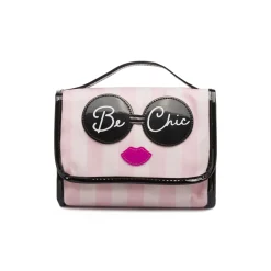 Beauty case da Donna Rosa a righe con grafica Be Chic Camomilla