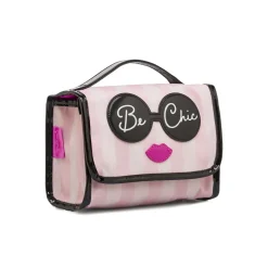 Beauty case da Donna Rosa a righe con grafica Be Chic Camomilla