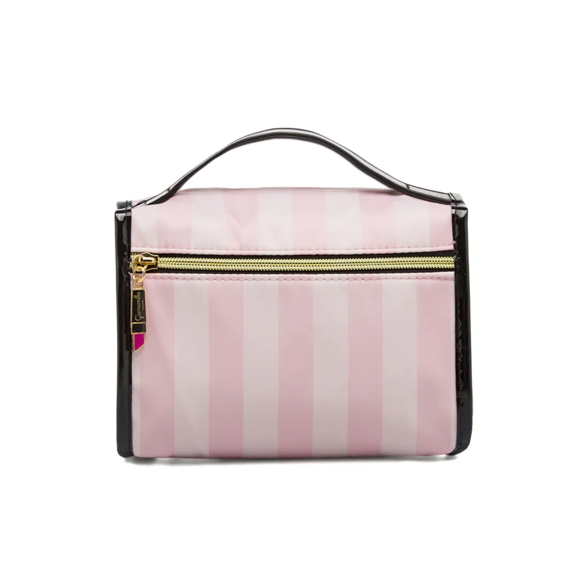 Beauty case da Donna Rosa a righe con grafica Be Chic Camomilla
