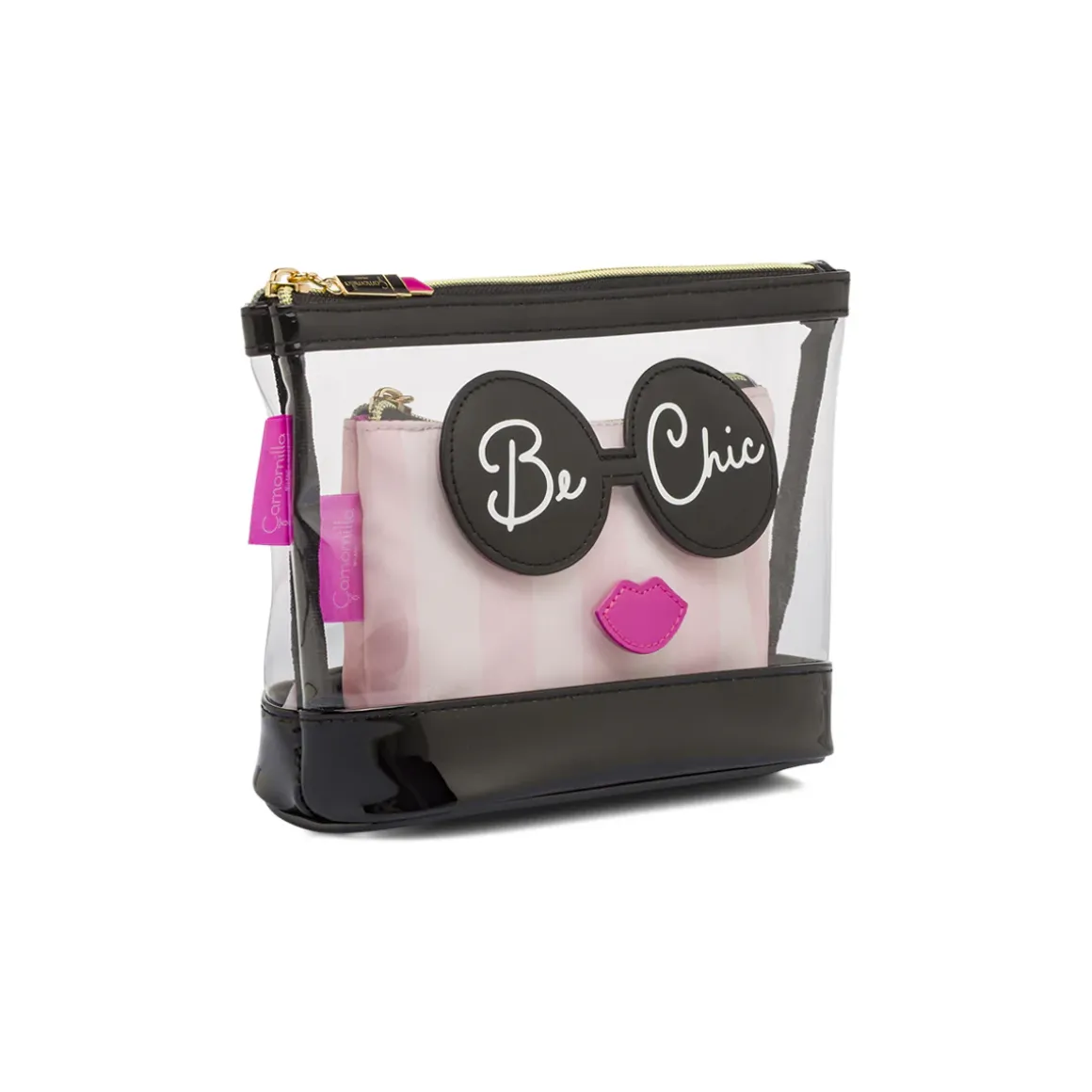 Beauty case da Donna Rosa con pochette interna Be Chic Camomilla
