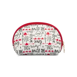 Beauty case Donna Bianco con fantasia cuori e fiocco rosso Camomilla