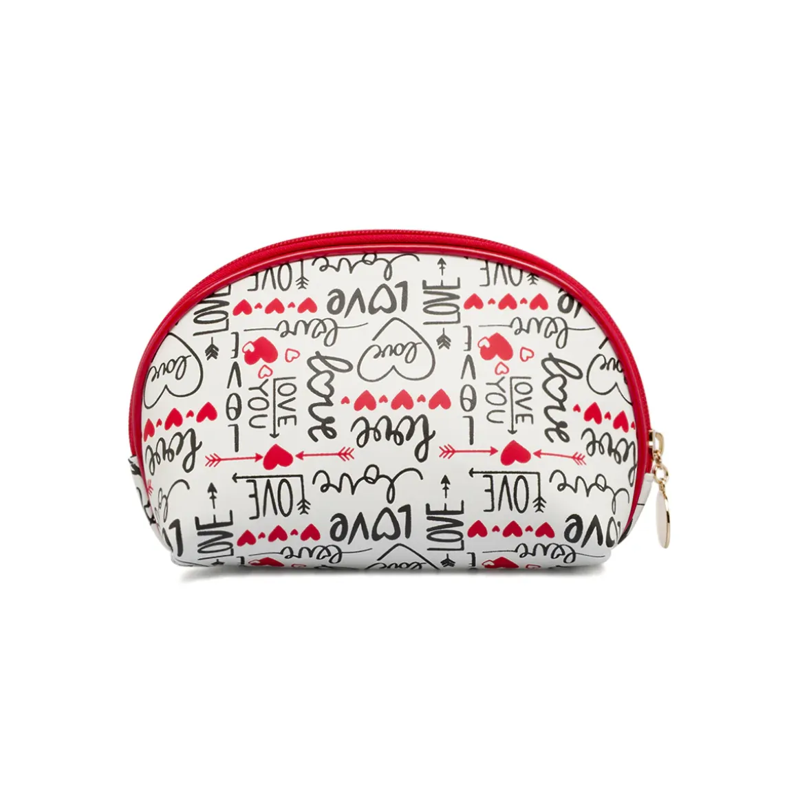 Beauty case Donna Bianco con fantasia cuori e fiocco rosso Camomilla