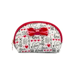Beauty case Donna Bianco con fantasia cuori e fiocco rosso Camomilla