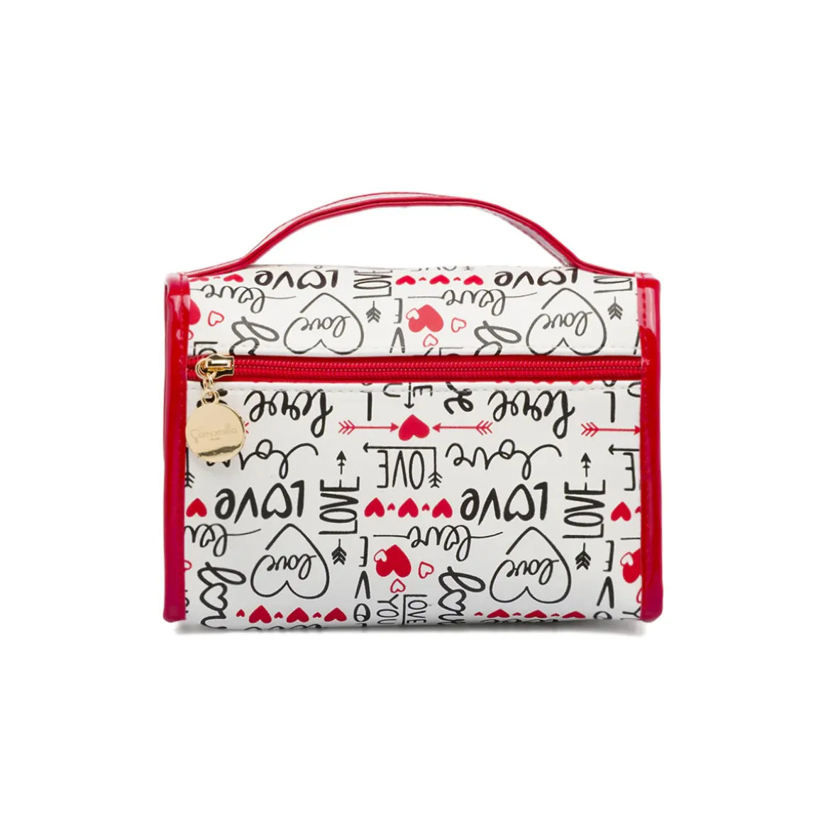 Beauty case Donna Bianco con stampa cuori e chiusura velcro Camomilla