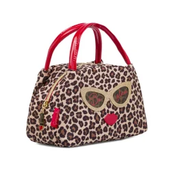Beauty case Donna Maculato con manici rossi e patch glitter Camomilla