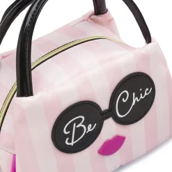 Beauty case Donna Rosa a righe con manici e grafica Be Chic Camomilla