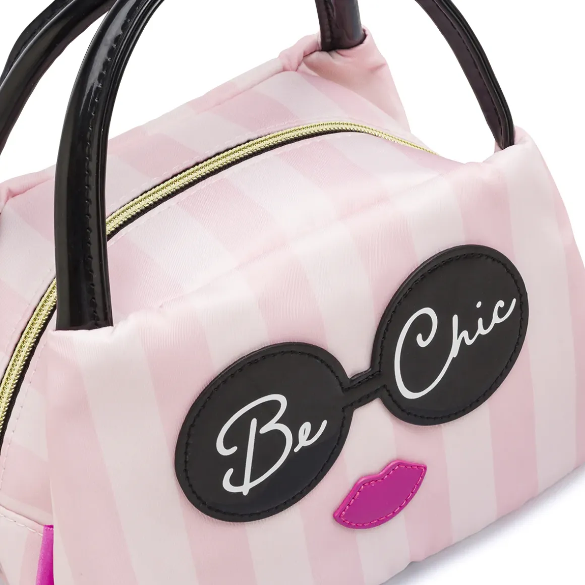 Beauty case Donna Rosa a righe con manici e grafica Be Chic Camomilla