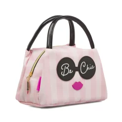 Beauty case Donna Rosa a righe con manici e grafica Be Chic Camomilla