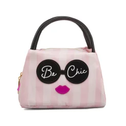 Beauty case Donna Rosa a righe con manici e grafica Be Chic Camomilla