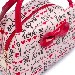 Beauty case Donna Rosa con stampa Love e maxi fiocco vernice Camomilla