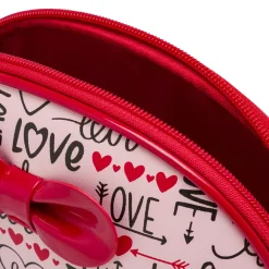 Beauty case Donna Rosa con stampa Love e maxi fiocco rosso Camomilla