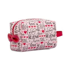 Beauty case Donna Rosa con stampa Love con fiocco rosso Camomilla