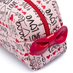 Beauty case Donna Rosa con stampa Love con fiocco rosso Camomilla