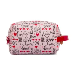 Beauty case Donna Rosa con stampa Love con fiocco rosso Camomilla