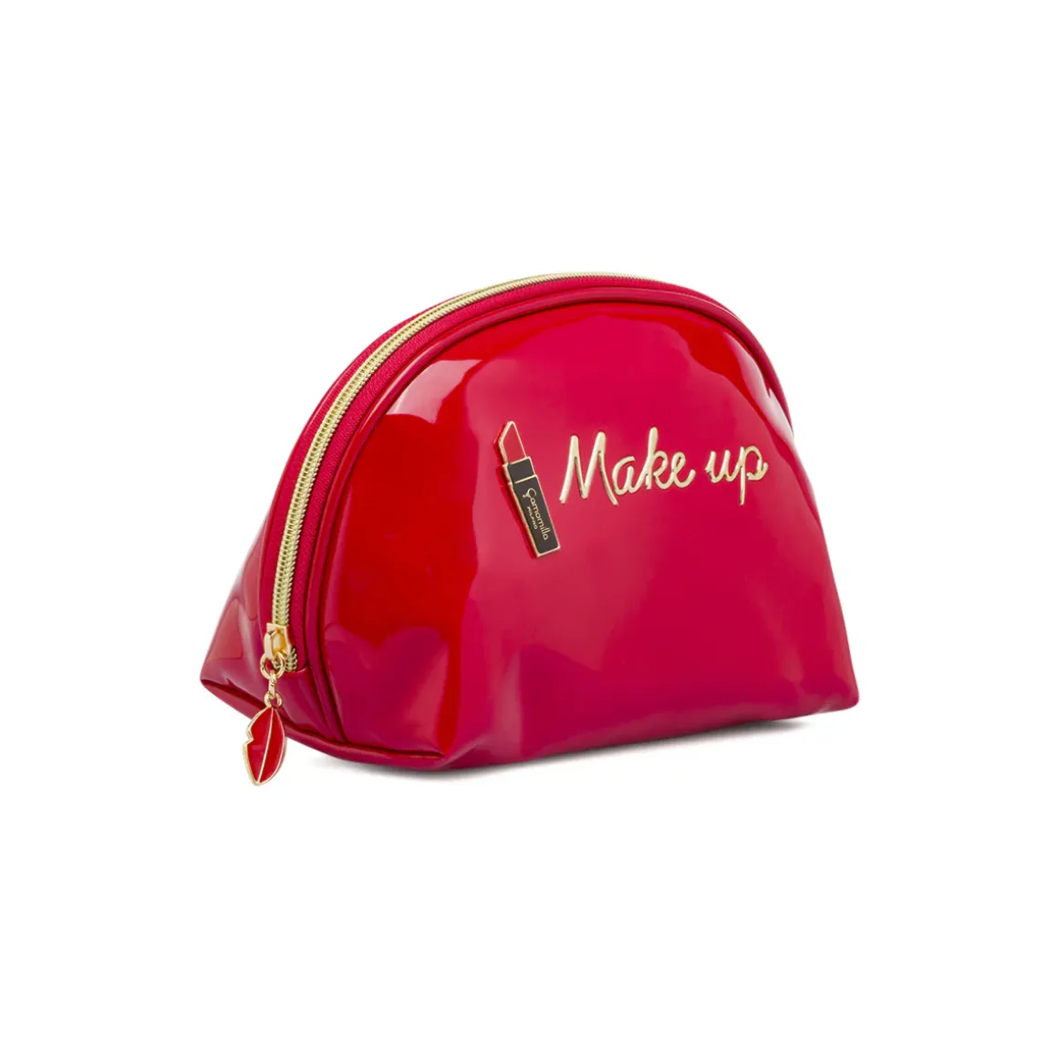 Beauty case Donna rosso effetto vernice con stampa lipstick Camomilla