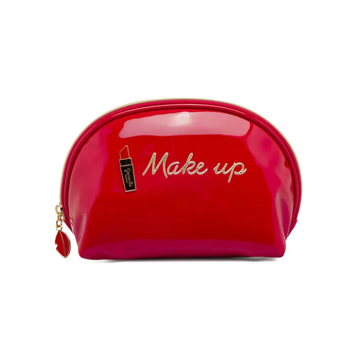Beauty case Donna rosso effetto vernice con stampa lipstick Camomilla