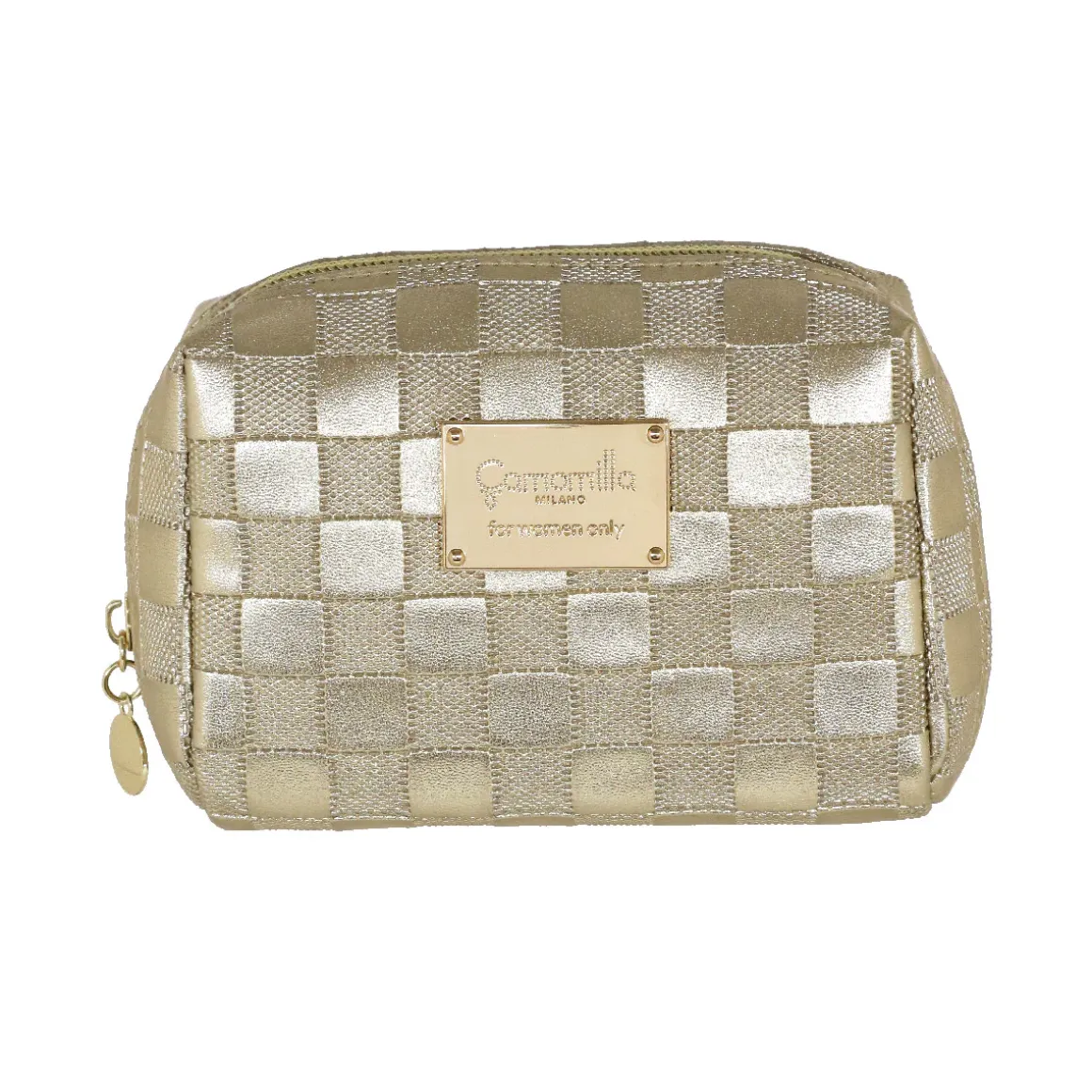 Beauty case dorato da Donna con motivo a quadri Camomilla Milano
