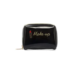 Beauty case Nero Donna effetto vernice con scritta Make up Camomilla