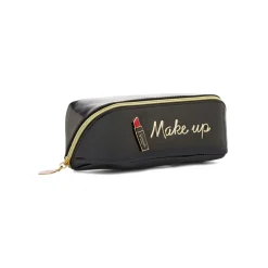 Beauty case nero Donna effetto vernice con scritta Make up Camomilla