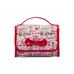 Beauty case Rosa Donna con fantasia cuori e chiusura velcro Camomilla