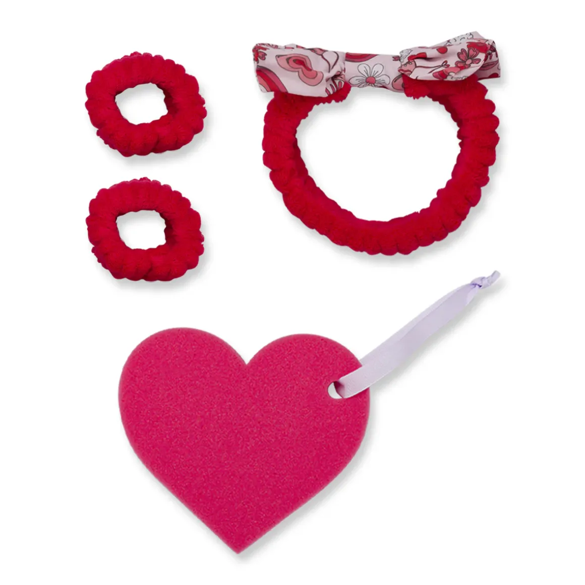 Beauty case Rosso da Donna con set capelli e spugna Camomilla