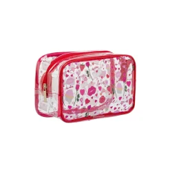 Beauty case Rosso da Donna con set capelli e spugna Camomilla