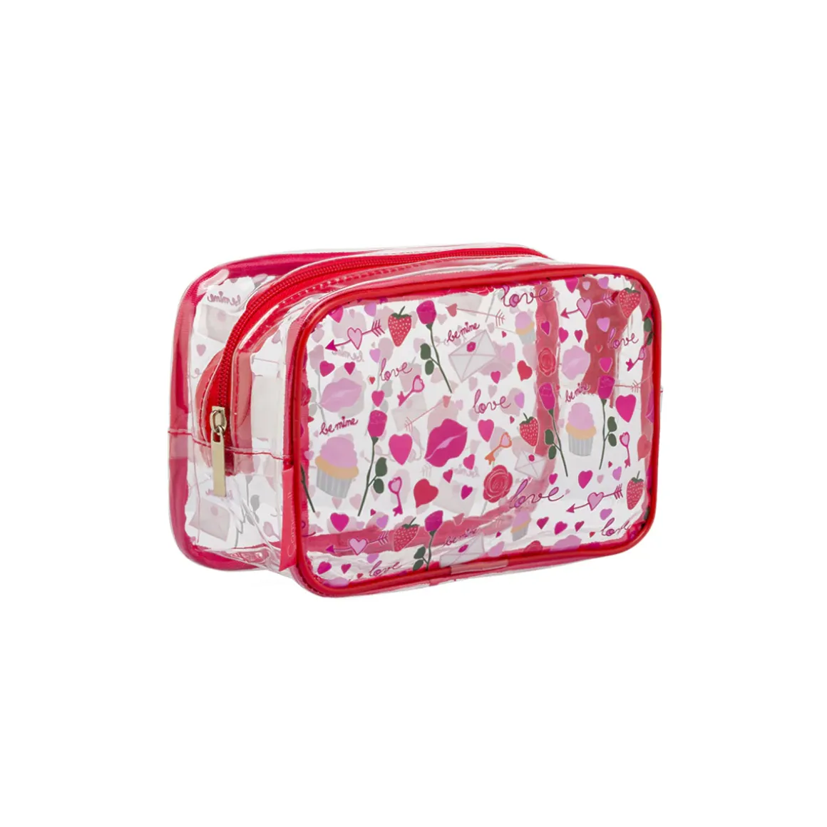 Beauty case Rosso da Donna con set capelli e spugna Camomilla