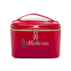 Beauty case Rosso da Donna effetto vernice con manico Camomilla
