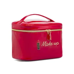 Beauty case Rosso da Donna effetto vernice con manico Camomilla