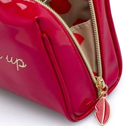 Beauty case Rosso Donna effetto vernice con scritta Make up Camomilla