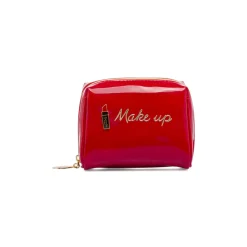 Beauty case Rosso Donna effetto vernice con scritta Make up Camomilla