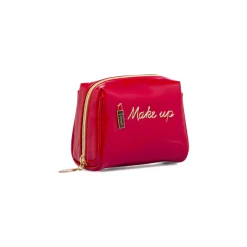 Beauty case Rosso Donna effetto vernice con scritta Make up Camomilla