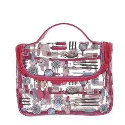 Beauty case trasparente con manico e stampe rosa Camomilla Milano