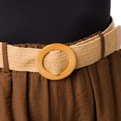Bermuda Marroni da Donna con tasche a filetto e cintura in Rafia Swish Jeans