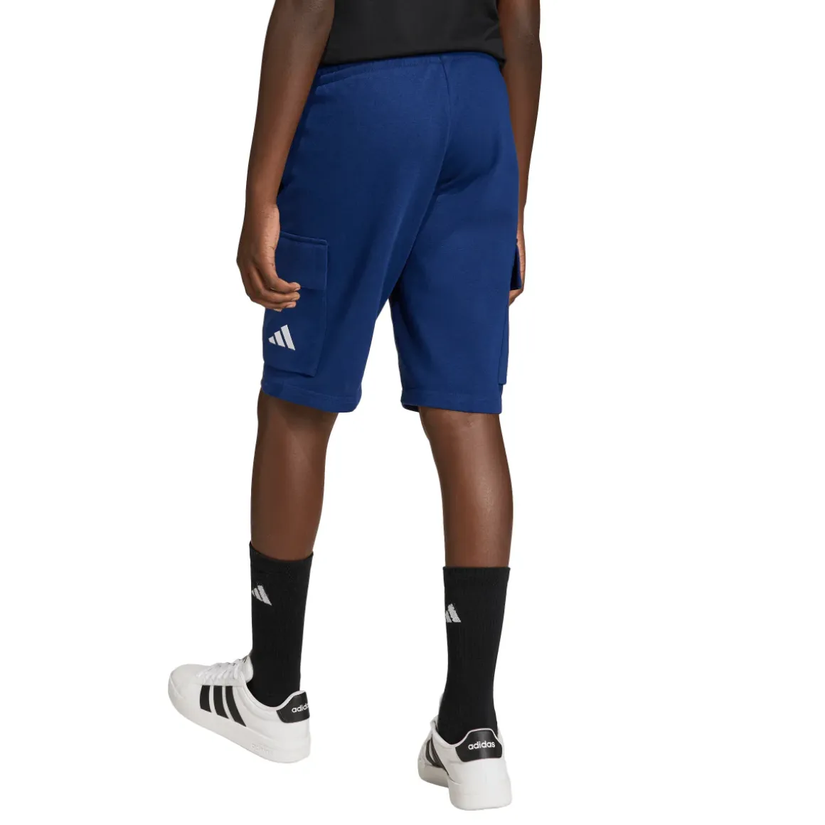 Bermuda sportivi blu da Bambino con tasconi cargo e coulisse adidas