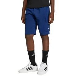 Bermuda sportivi blu da Bambino con tasconi cargo e coulisse adidas