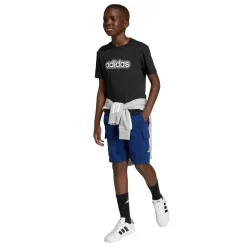 Bermuda sportivi blu da Bambino con tasconi cargo e coulisse adidas