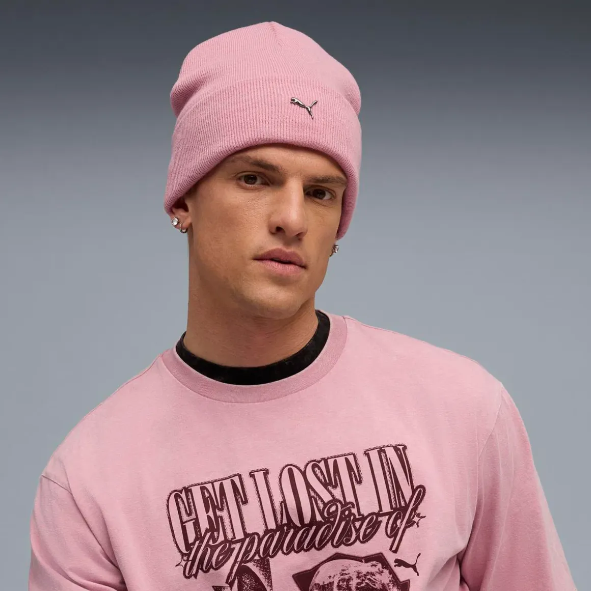 Berretto unisex rosa Puma con logo in metallo