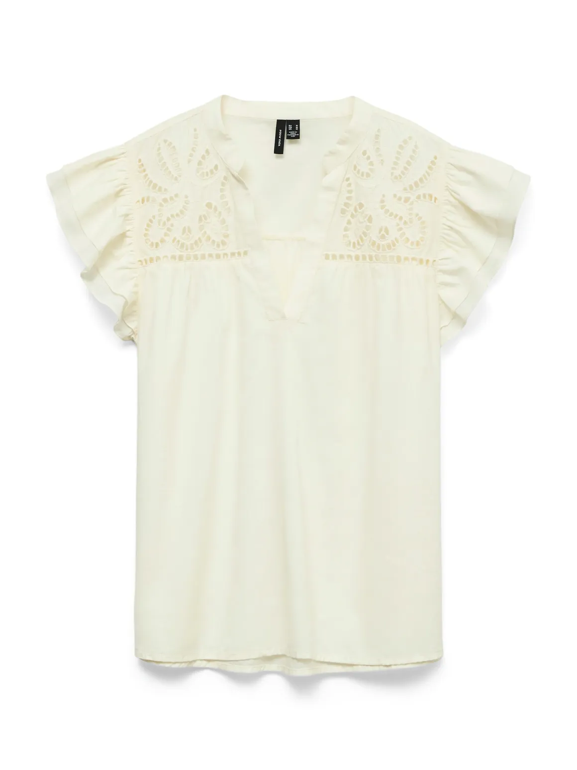 Blusa a maniche corte bianca da Donna con ricami sciangallo Vero Moda
