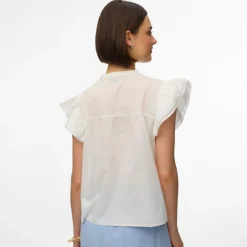 Blusa a maniche corte bianca da Donna con ricami sciangallo Vero Moda