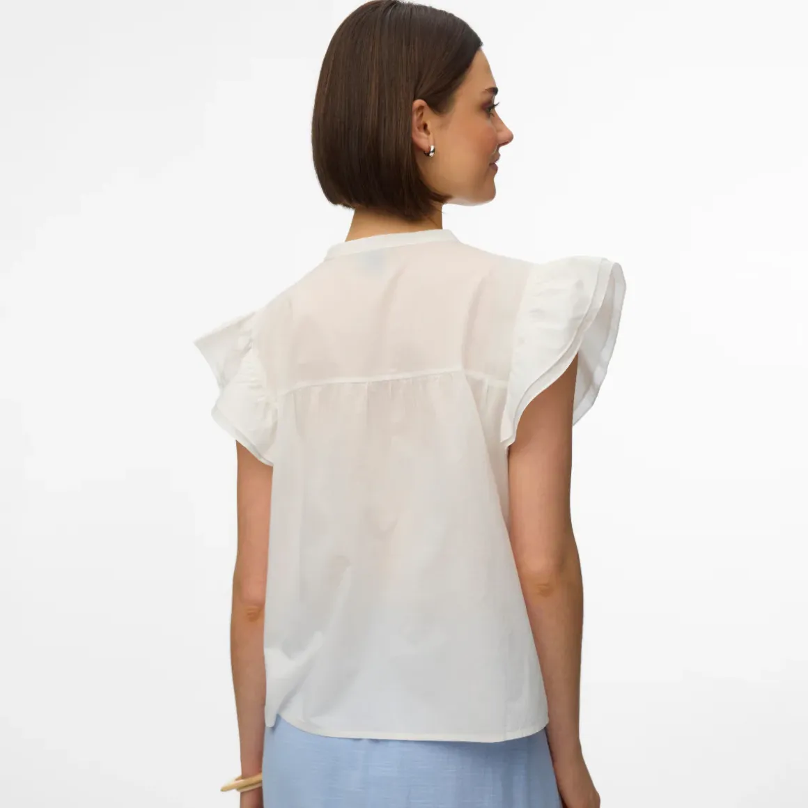 Blusa a maniche corte bianca da Donna con ricami sciangallo Vero Moda