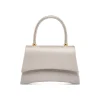 Borsa a mano argento glitter rigida con manico Lora Ferres