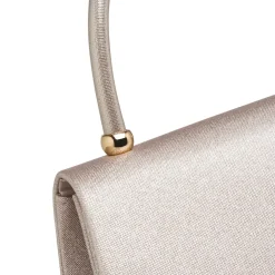 Borsa a mano argento glitter rigida con manico Lora Ferres