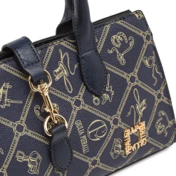 Borsa a mano blu da Donna con stampa logata e tracolla Giulia Pieralli