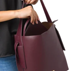 Borsa a mano Bordeaux da Donna con logo Lora Ferres