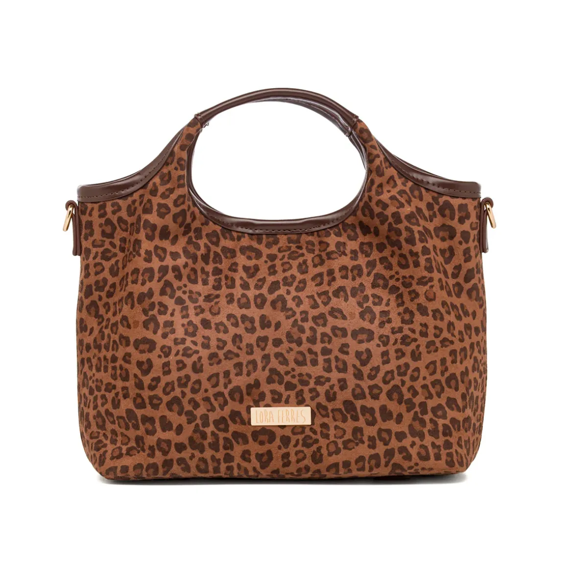 Borsa a mano con stampa leopardata marrone da Donna Lora Ferres